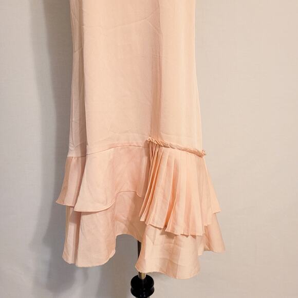 Banana Republic Asymmetric Flutter Hem Sleeveless Dress Blush Pink 8 - Picture 5 of 8